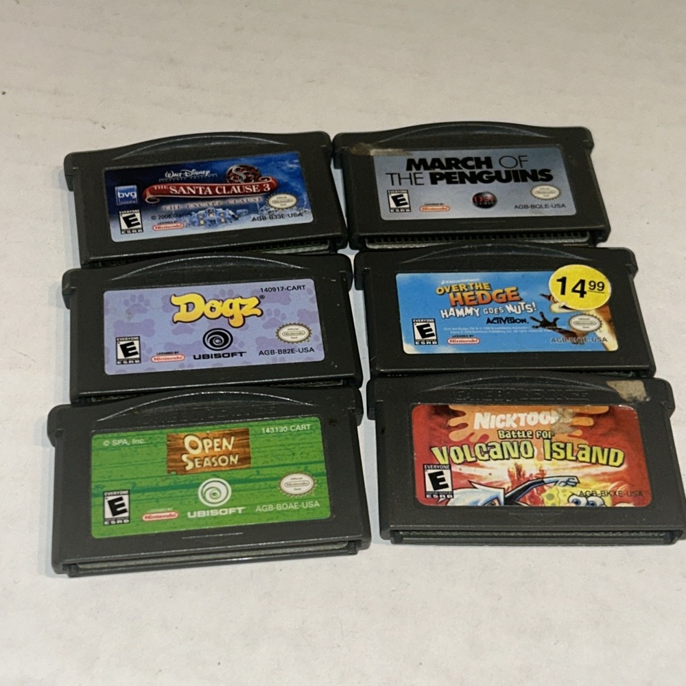 Gameboy Advance Cartridge Game‎ Lot Of 6 Dogz, Open Season, Santa Claus E4